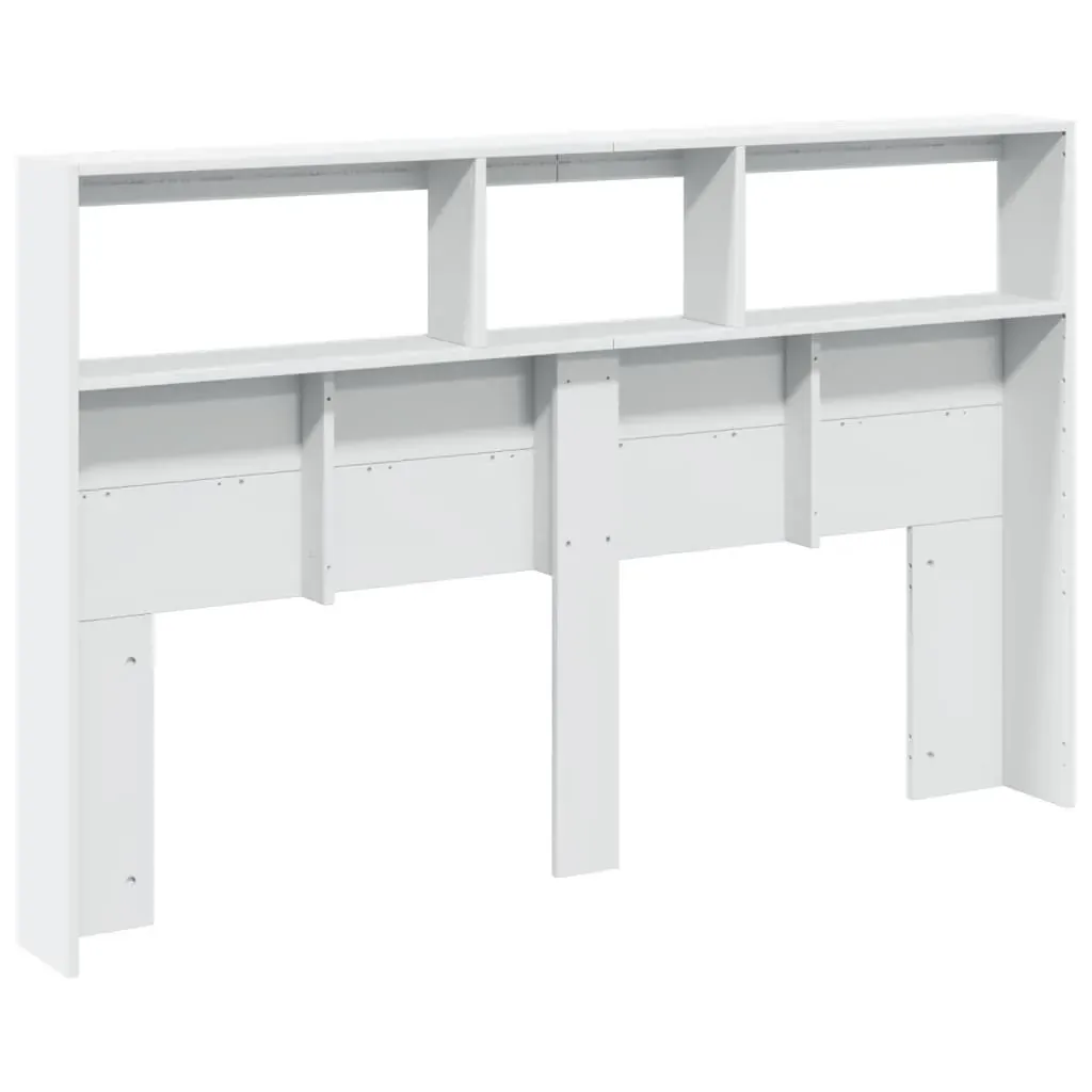 Headboard Cabinet with LED White 160x17x102 cm Price