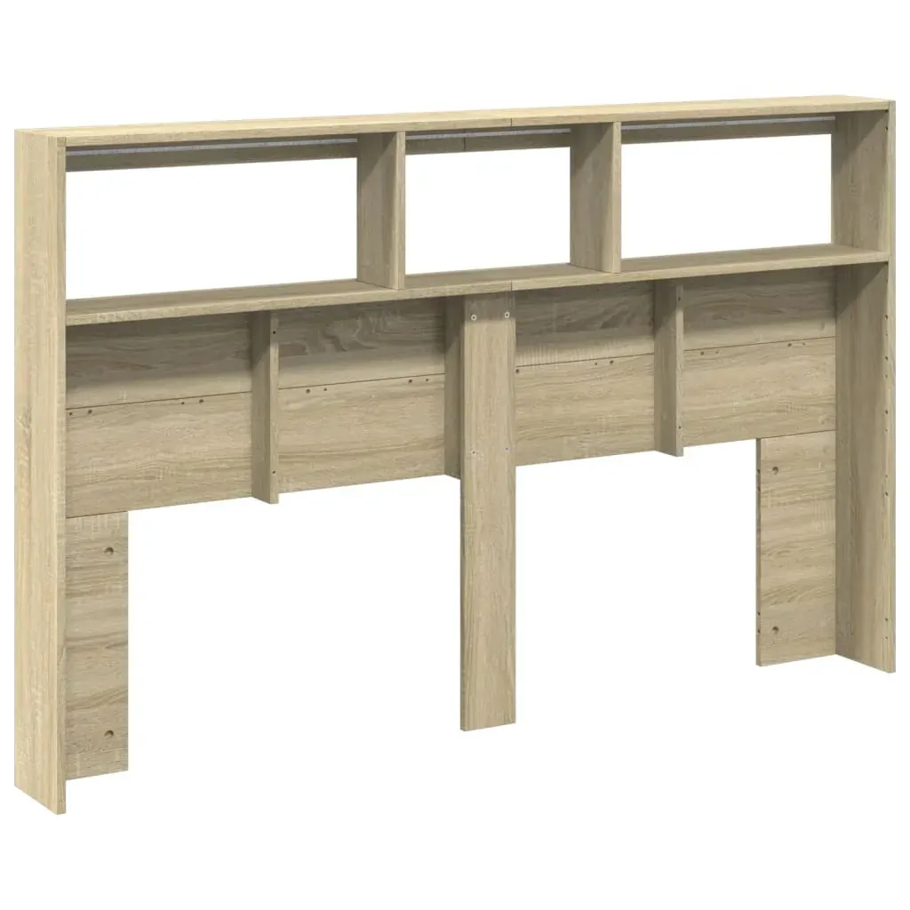 Headboard Cabinet with LED Sonoma Oak 160x17x102 cm Price