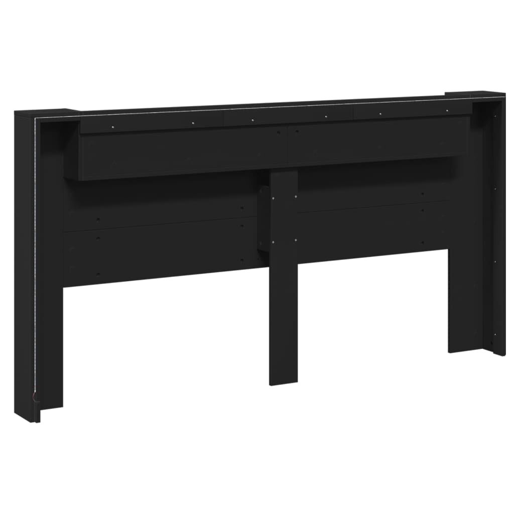 Headboard Cabinet with LED Black 200 cm Price