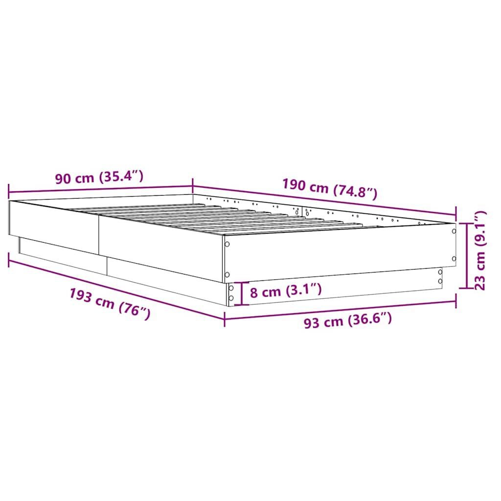 Bed Frame without Mattress Black 90x190 cm Engineered Wood Price