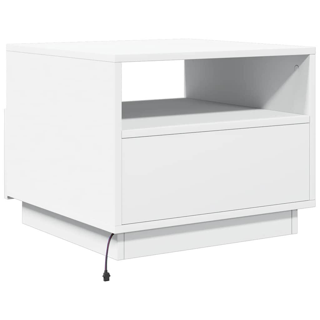 Coffee Table with LED Lights White 50x49x40 cm Price