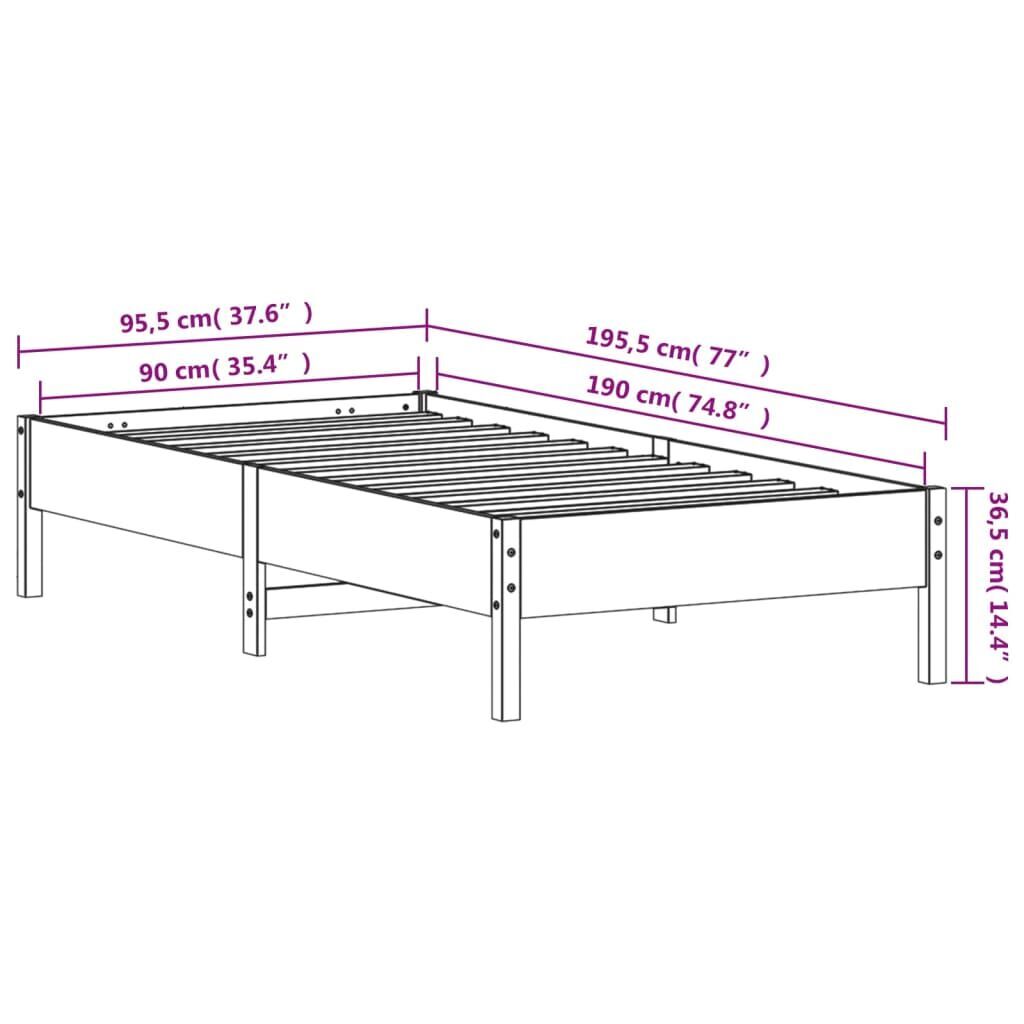 Bed Frame without Mattress 90x190 cm Solid Wood Pine Price