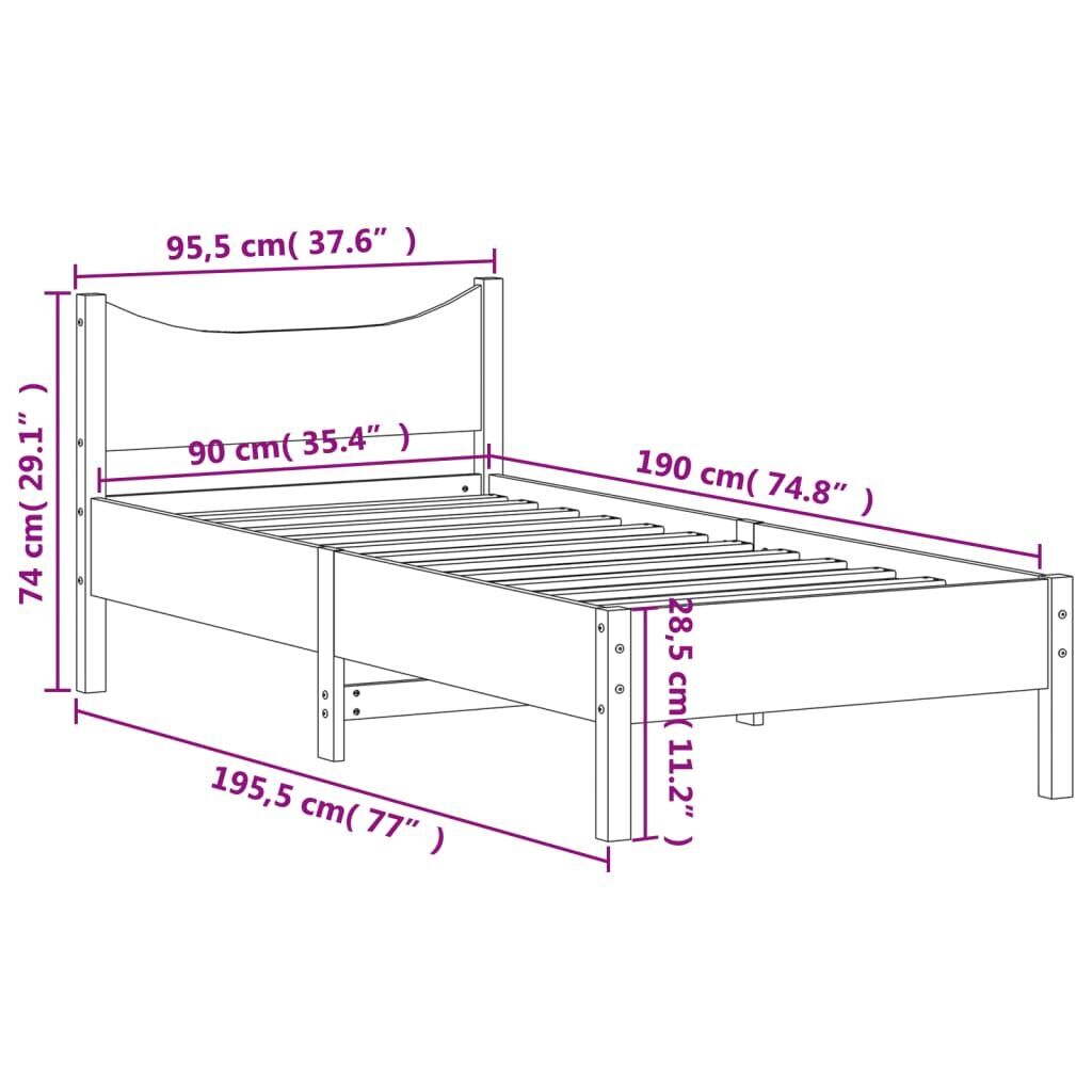 Bed Frame without Mattress 90x190 cm Solid Wood Pine Price