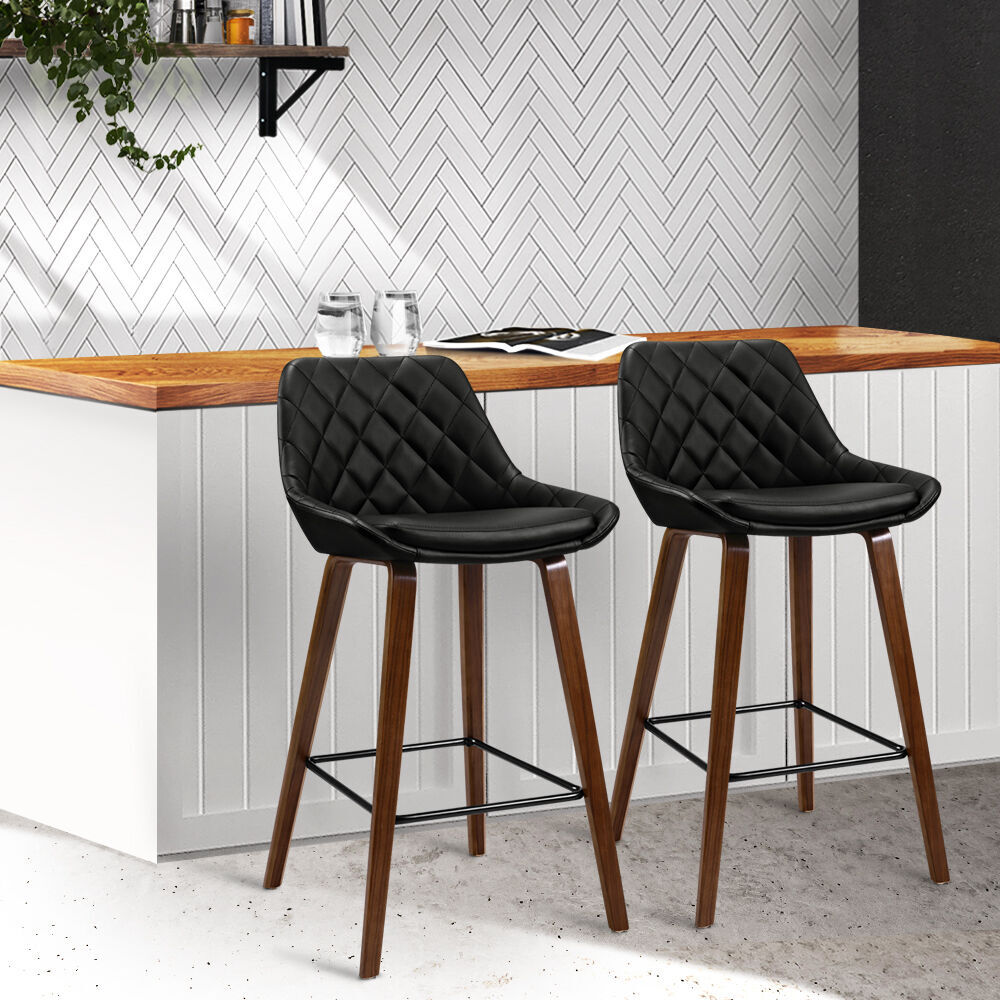 2x Bar Stools PU Seat Wooden Price
