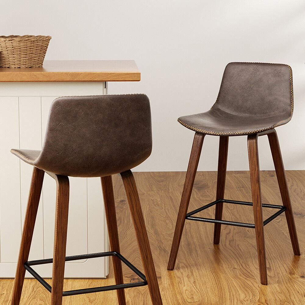 Bar Stools Kitchen Counter Barstools Leather Wooden Chairs x2 Price