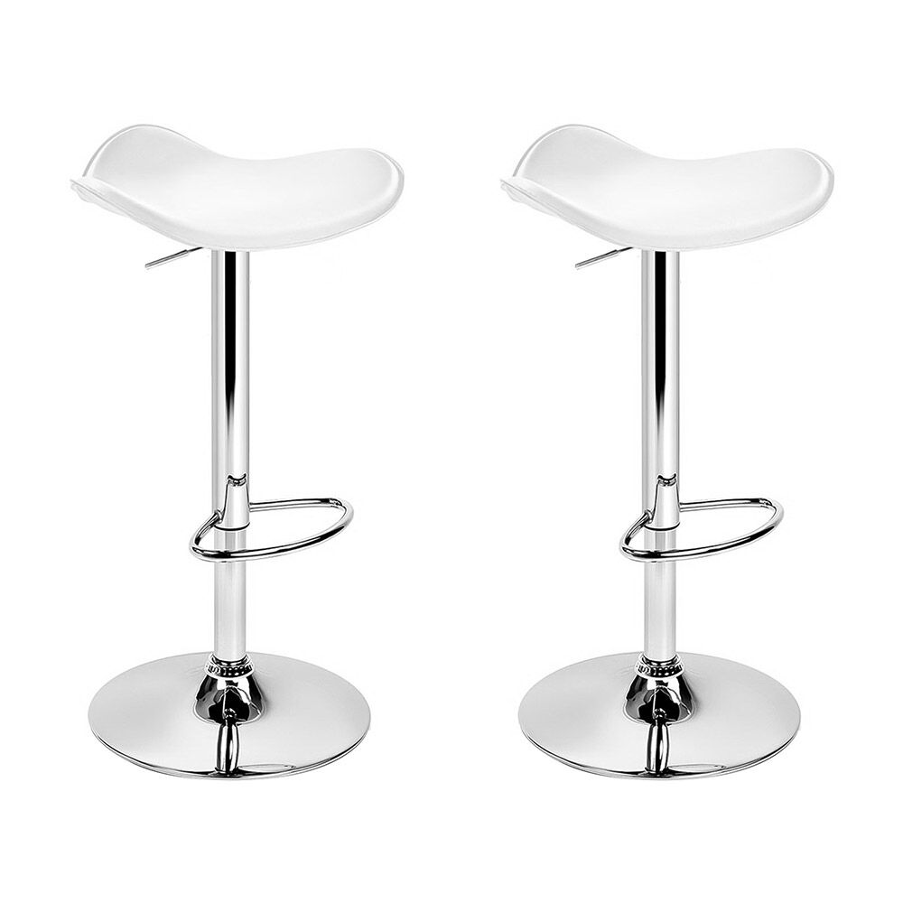 Artiss 2x Bar Stools Leather Gas Lift Chair White Price
