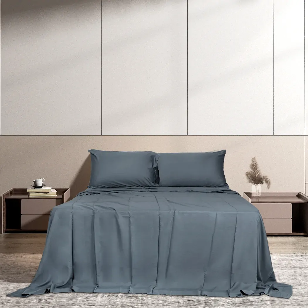 4pcs Double Size 100% Bamboo Bed Sheet Set in Charcoal Colour Price