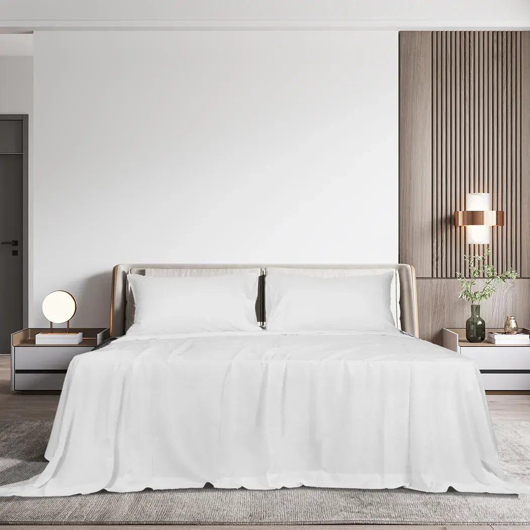 4pcs king size 100% bamboo bed sheet set in white colour Price
