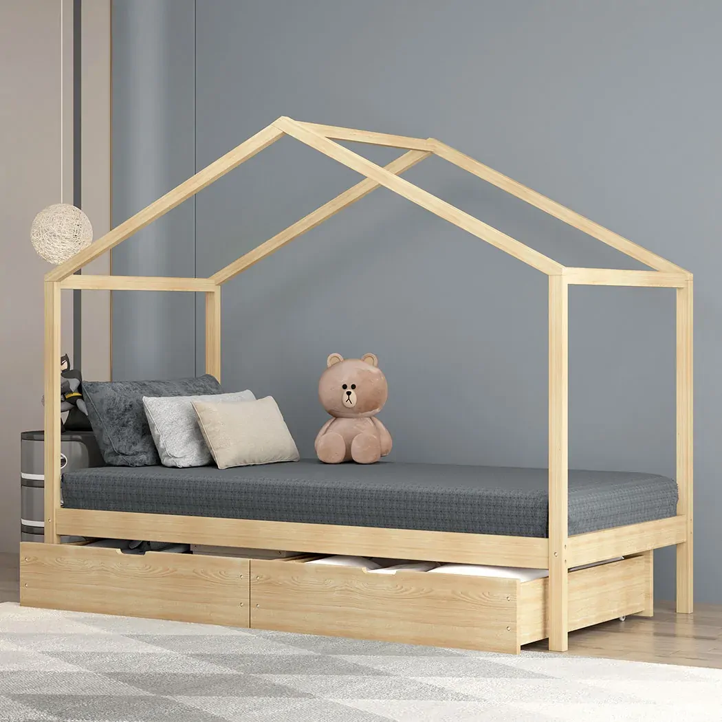 bed frame wooden single timber natural Price