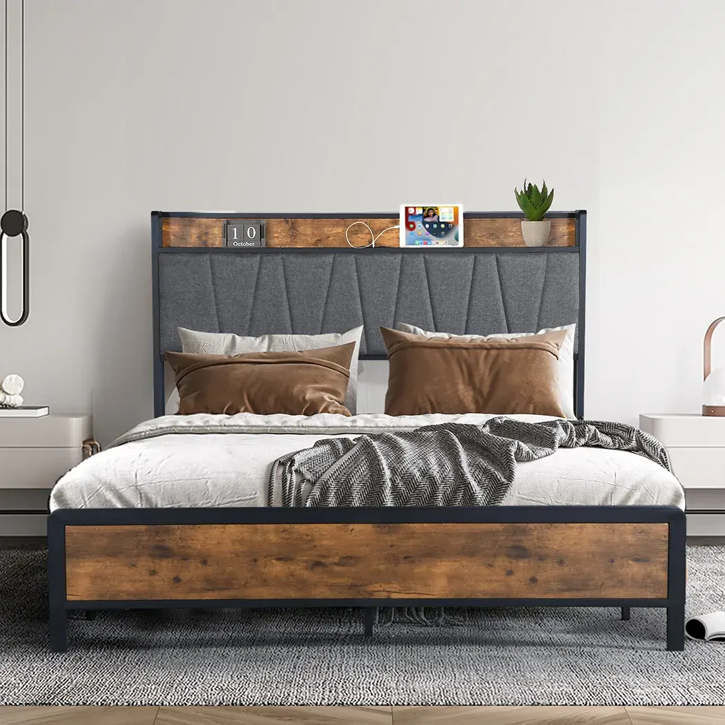 levede double bed frame tufted headboard usb charge Price