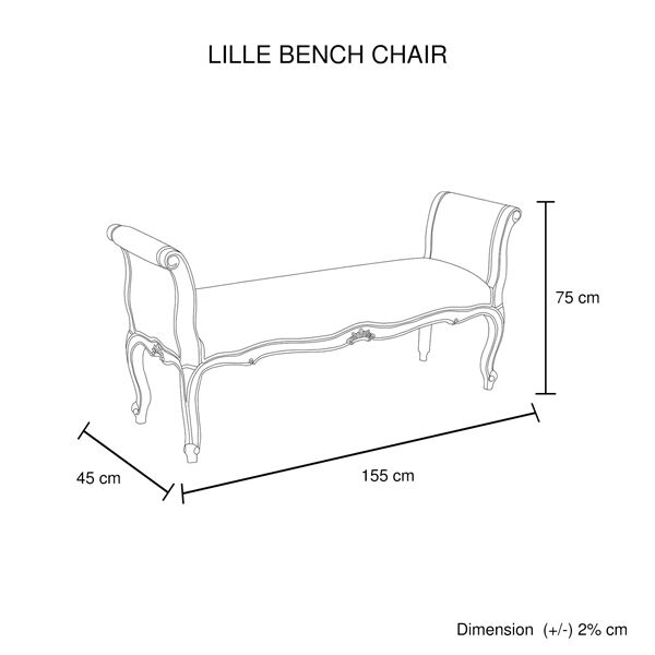 Lille Bench Chair Beige White Washed Wooden & Beige Color Fabric Price