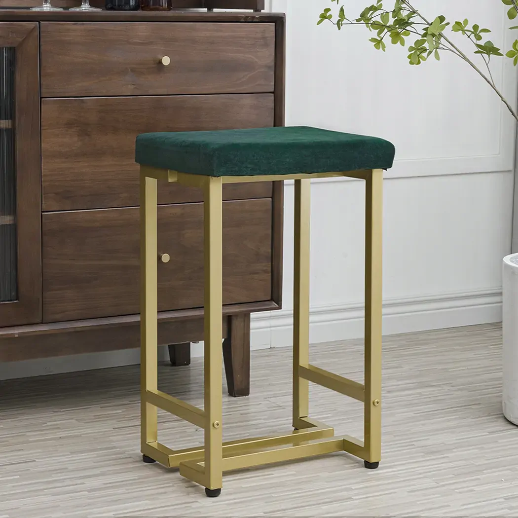 2x bar stools velvet backless Price