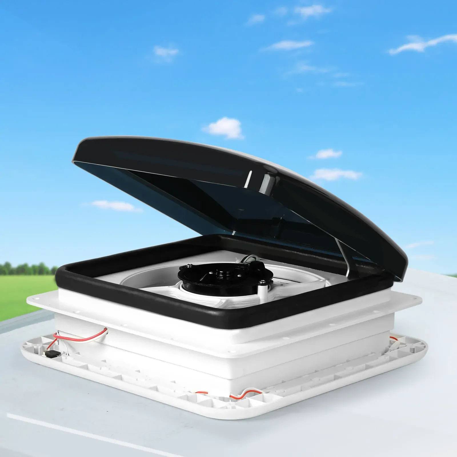 caravan roof vent hatch rv shower air exhaust 12v fan led light trailer Price
