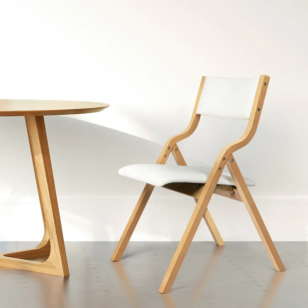 2x dining chairs foldable pu beige Price