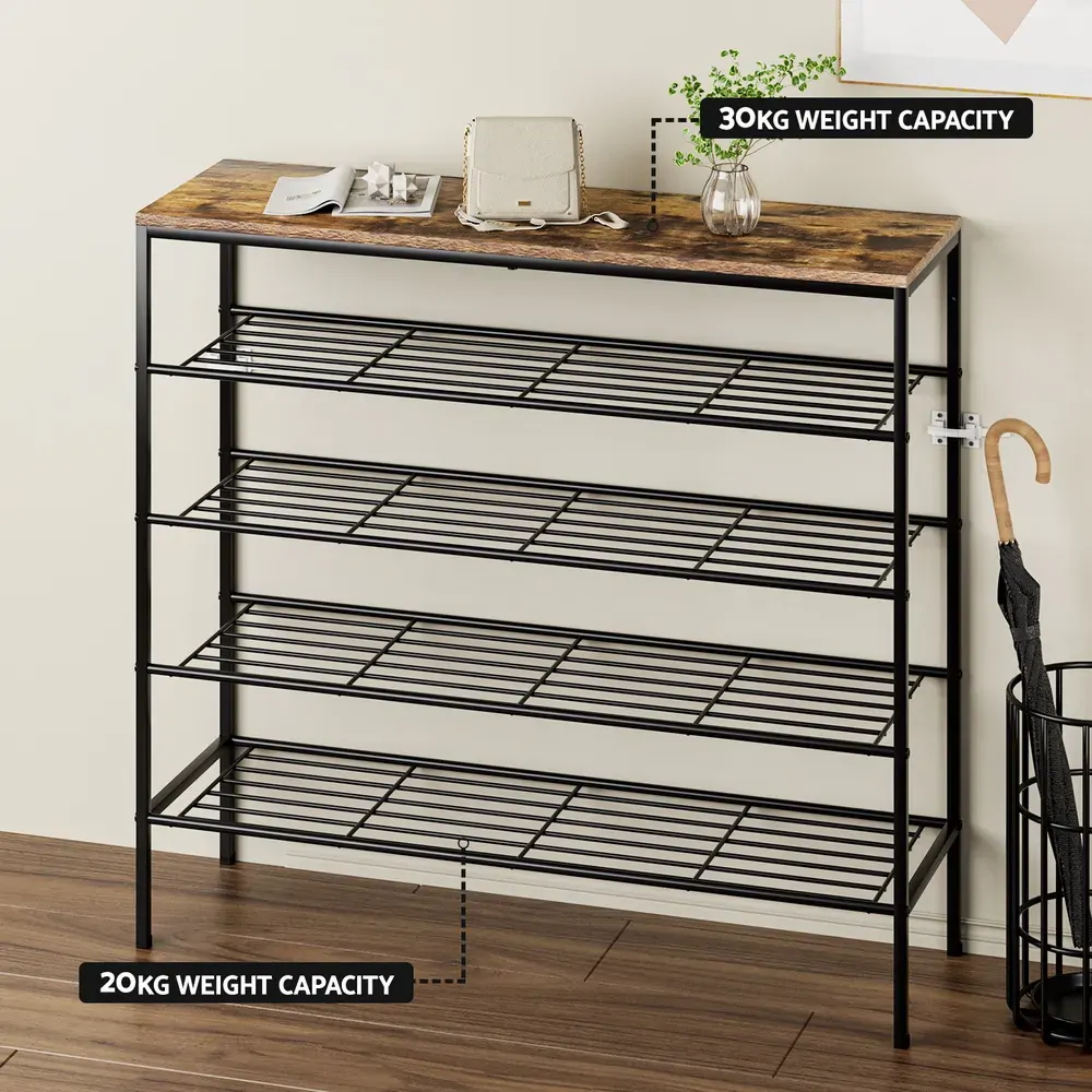 Shoe Rack 25 Pairs 5-tier Shoe Storage Organiser Shelf Metal frame Walnut Price