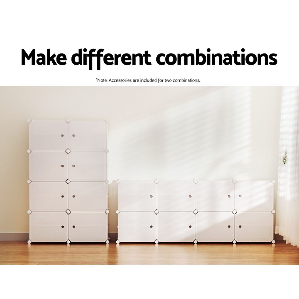Artiss Shoe Box DIY Set of 8 Storage Cube Stackable White Price
