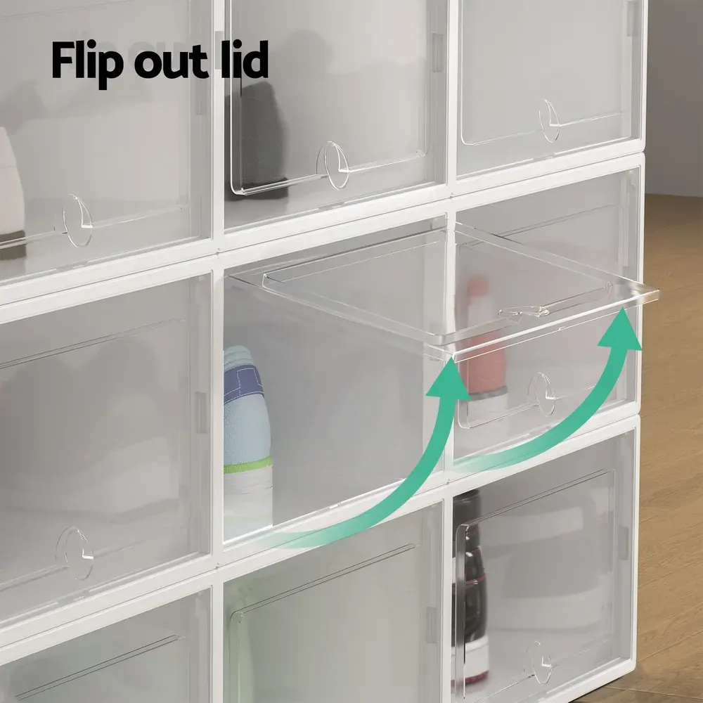 Shoe Box Set of 12 Storage Case Stackable Plastic Shoe Cabinet Cube White Price