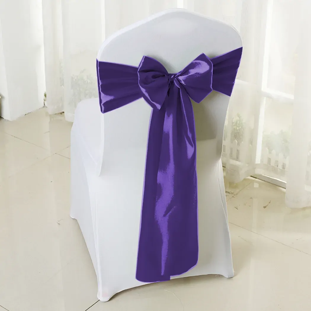 50x Table Runners Coloured Satin Chair Eggplant Price
