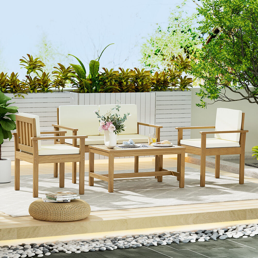 4-Piece Outdoor Sofa Set Wooden Couch Lounge Setting Price