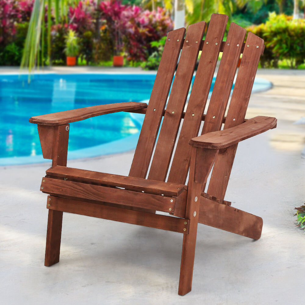 Adirondack Outdoor Chairs Wooden Beach Chair Patio Furniture Garden Brown Price