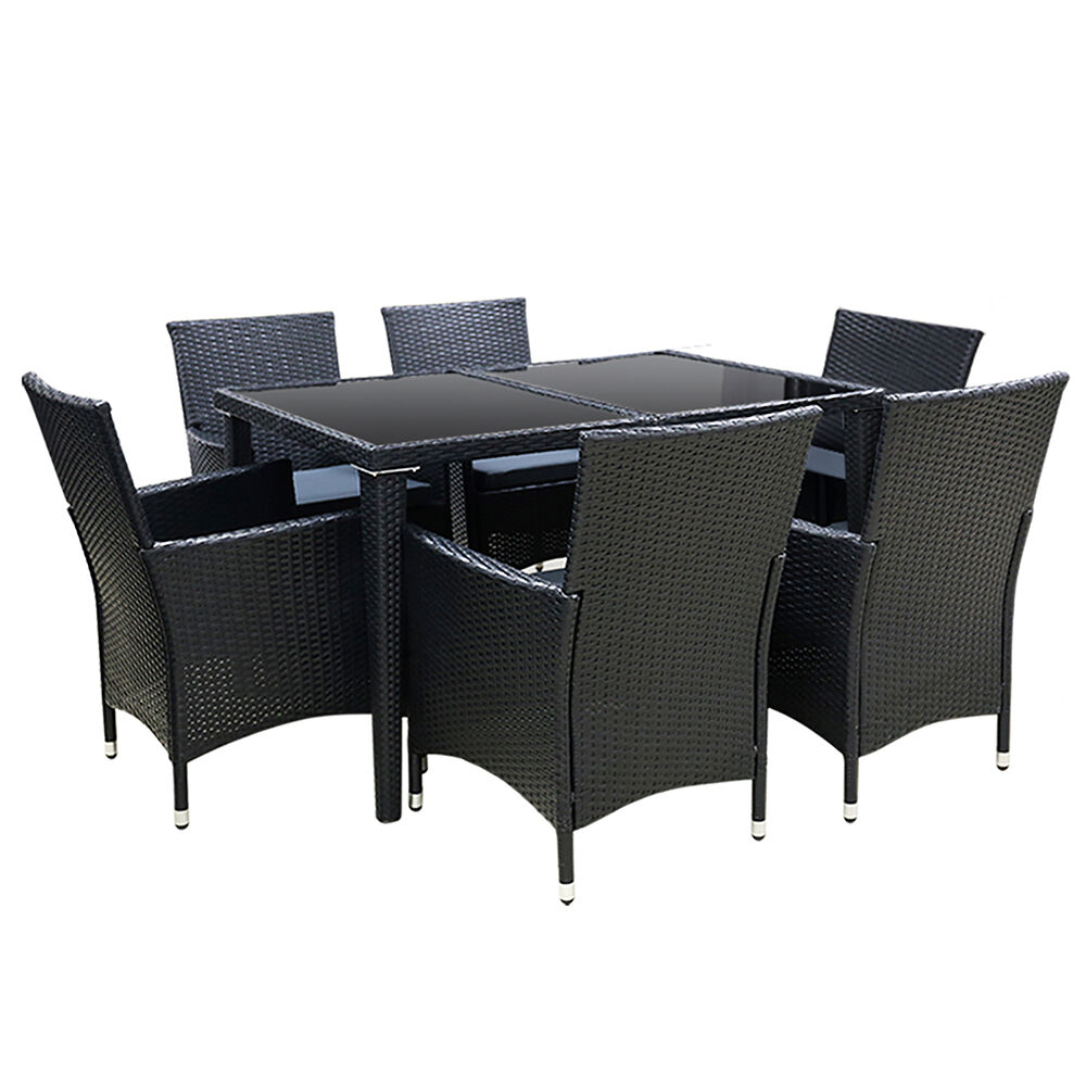 Gardeon Outdoor Dining Set 7 Piece Wicker Lounge Setting Black Price