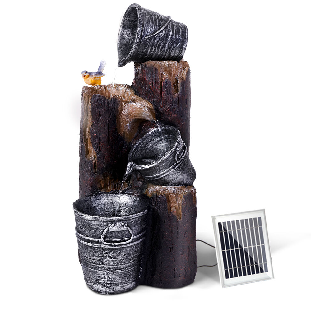 Gardeon Solar Water Feature Cascading Fountain 3-Tier Bucket LED light Bird 76CM Price