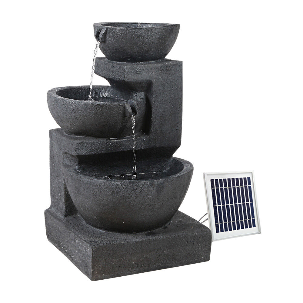 Gardeon Solar Water Feature Cascading Fountain 3-Tier Bowl LED Lights 60CM Blue Price