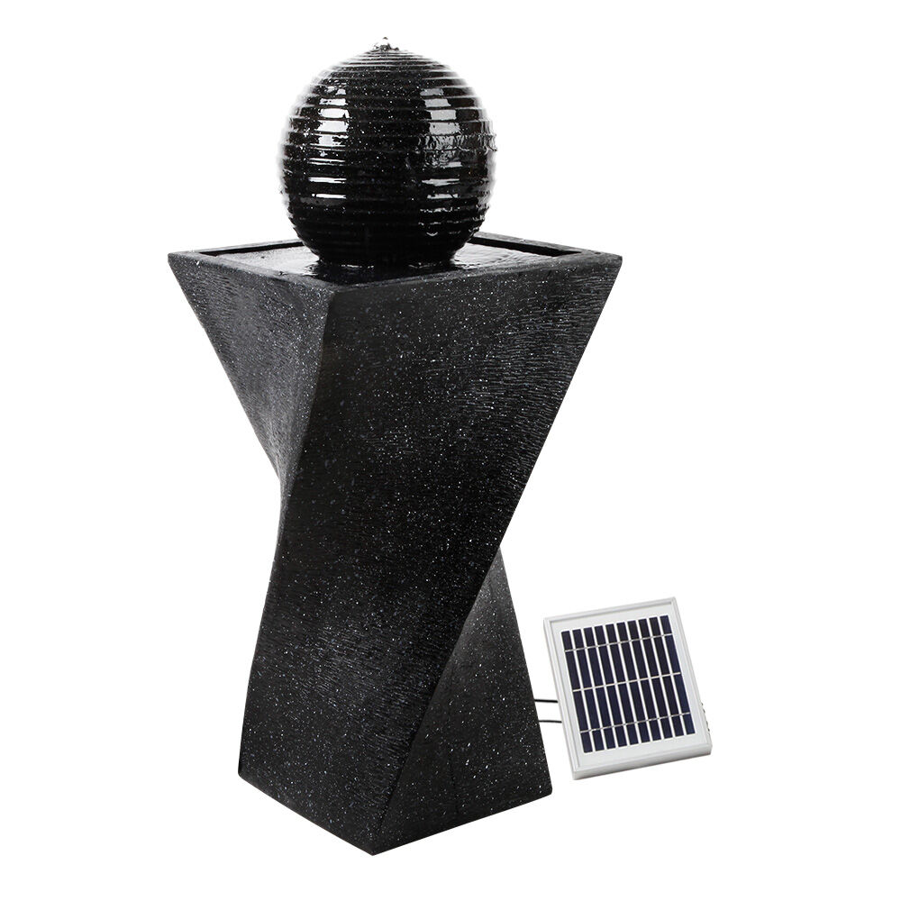 Gardeon Solar Water Feature Twisted Fountain LED Light Bird Bath 85CM Black Price