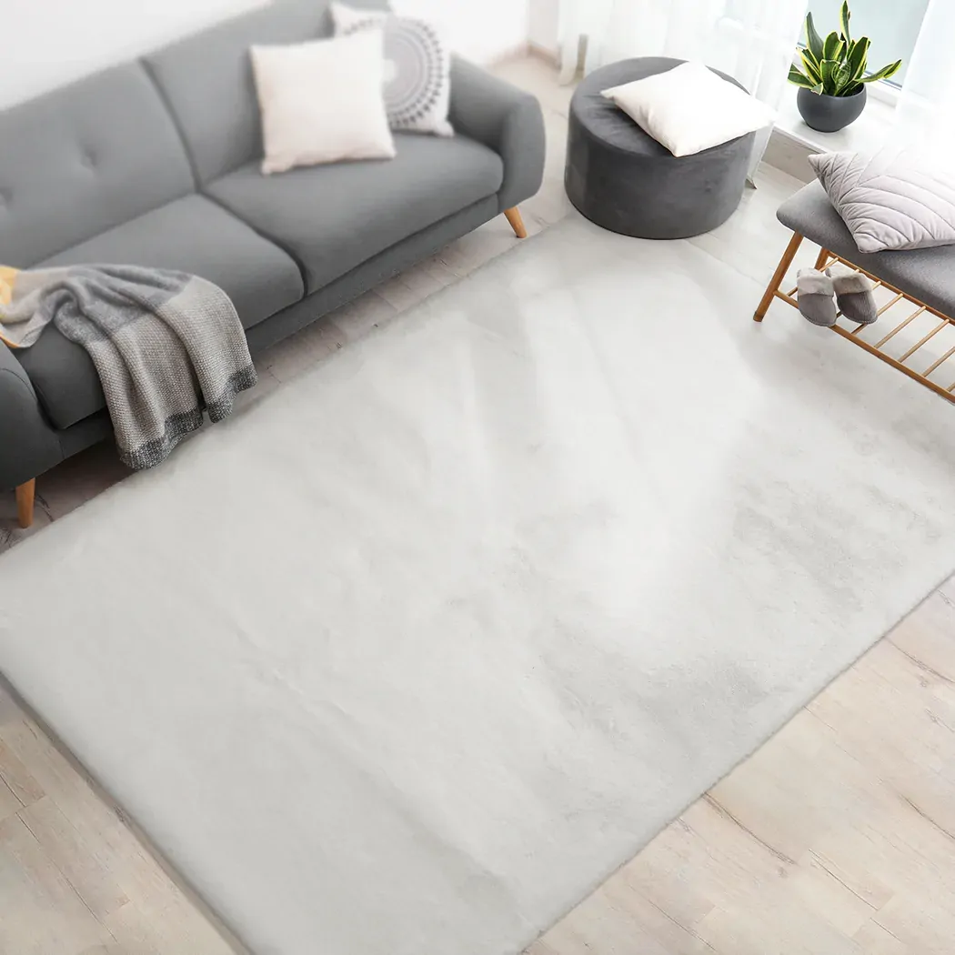 Floor Rugs Area Rug Fluffy Faux 160X230CM White Price