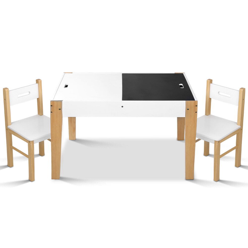 3PCS Kids Table and Chairs Set Storage Toys Play Activity Desk Chalkboard Price