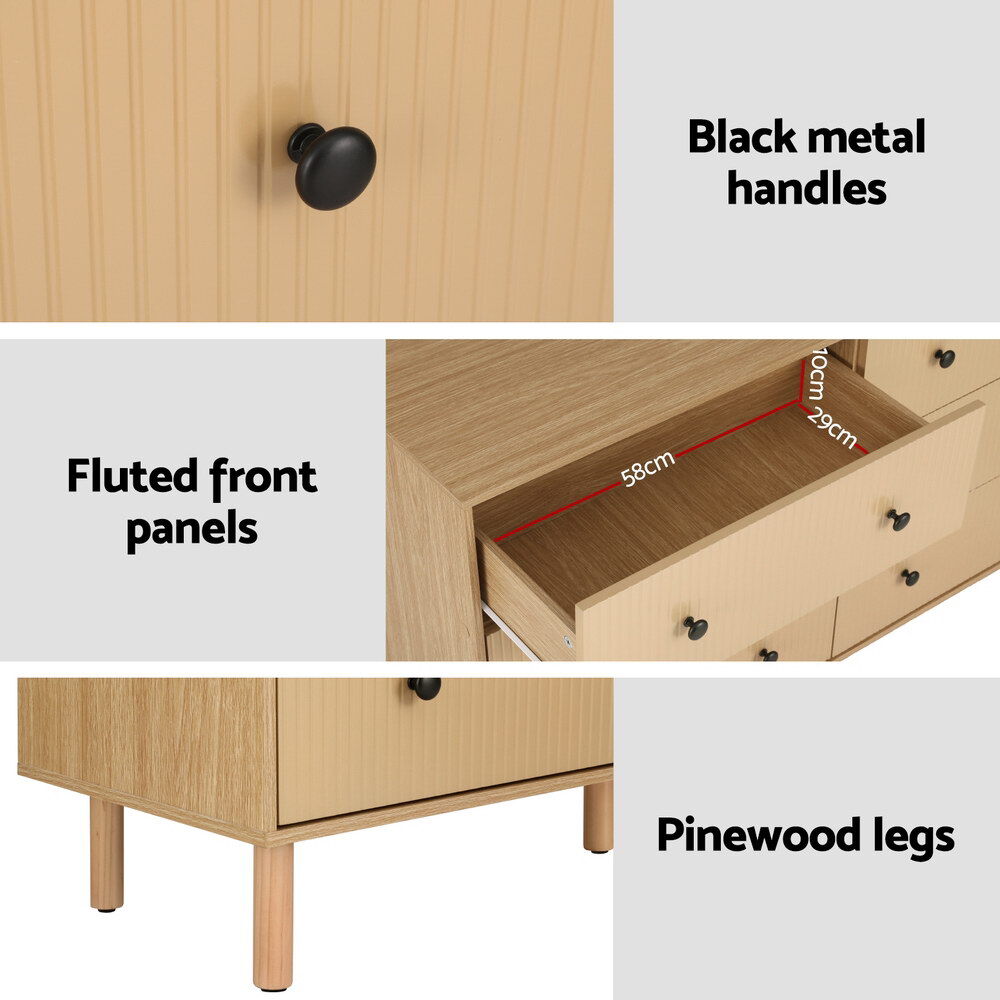 Artiss 6 Chest of Drawers Tallboy Cabinet - RUTH Pine Price
