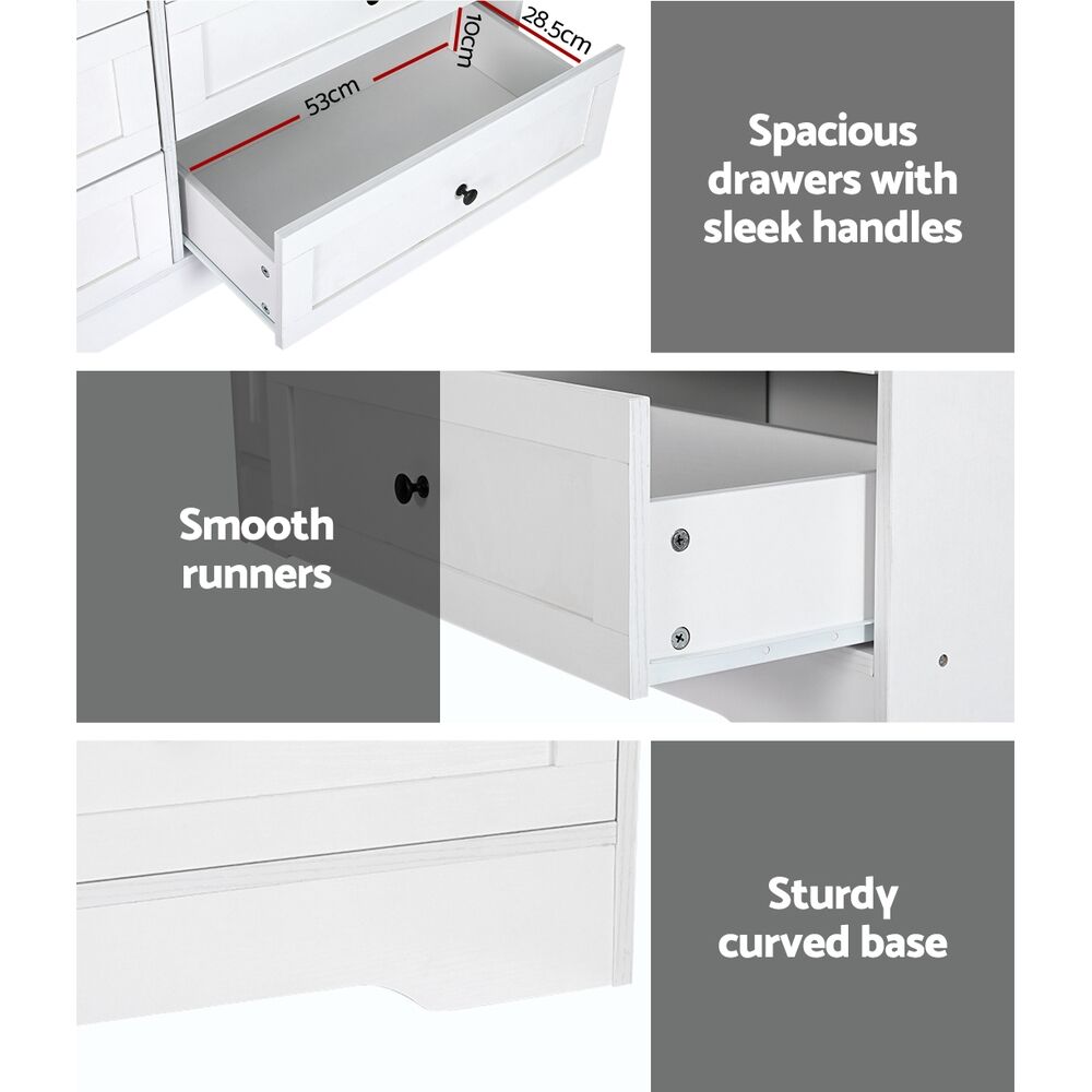 Artiss 6 Chest of Drawers - LEIF White Price