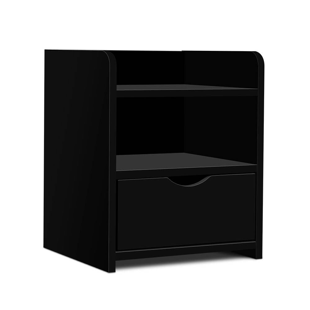 Artiss Bedside Table 1 Drawer with Shelf - FARA Black Price