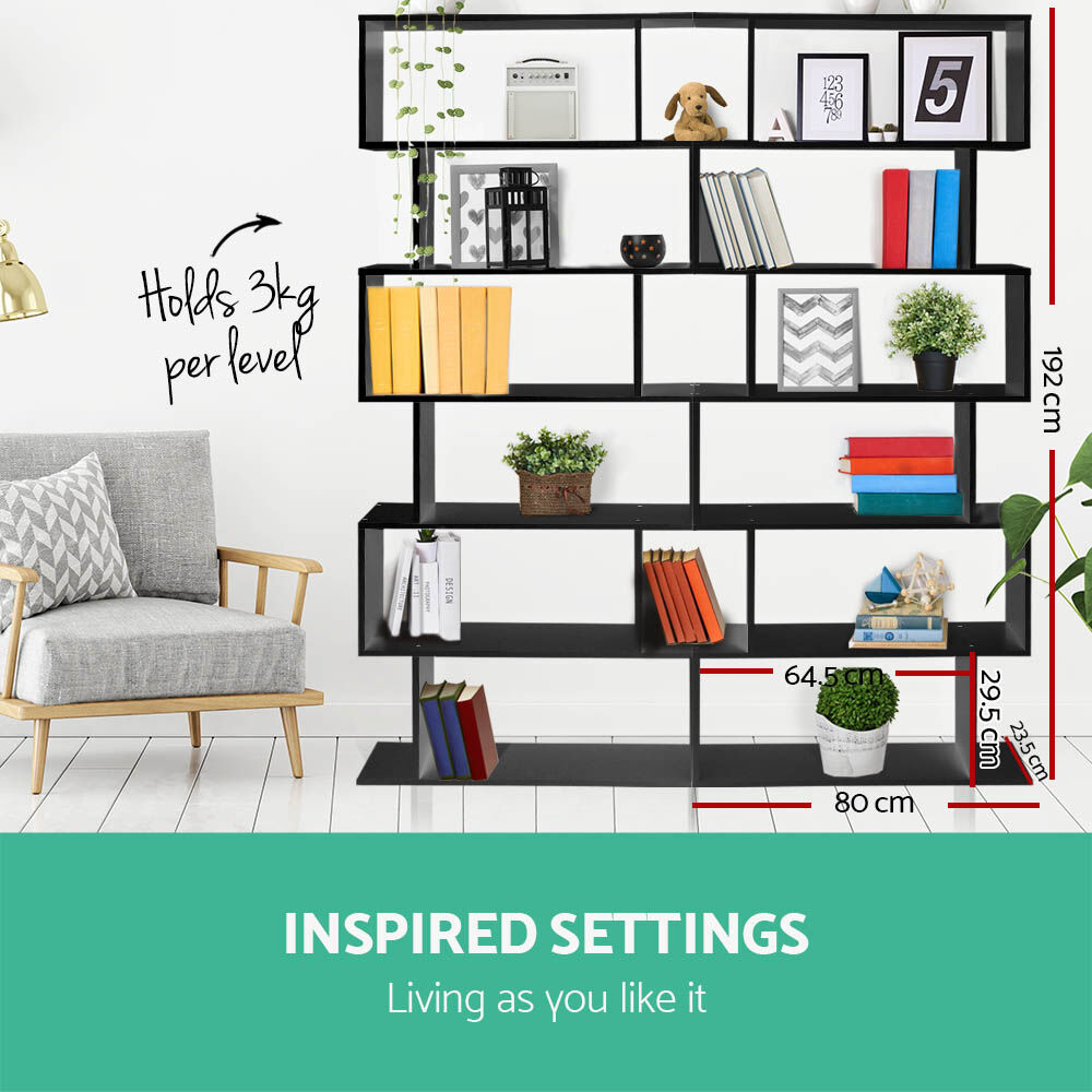 Artiss Bookshelf 6 Tiers - RIVA Black Price
