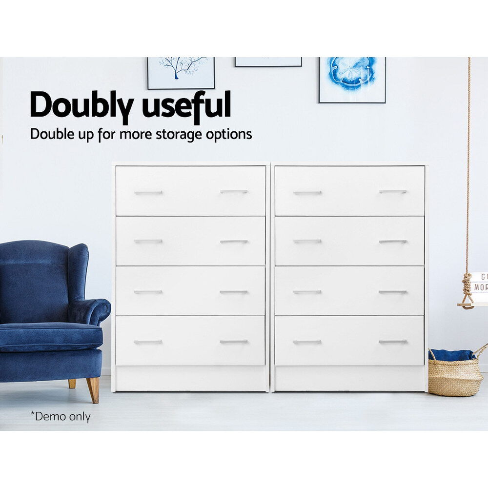 Artiss 4 Chest of Drawers - ANDES White Price