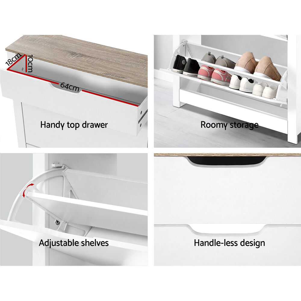 Artiss Shoe Rack Cabinet 16 Pairs White Ana Price
