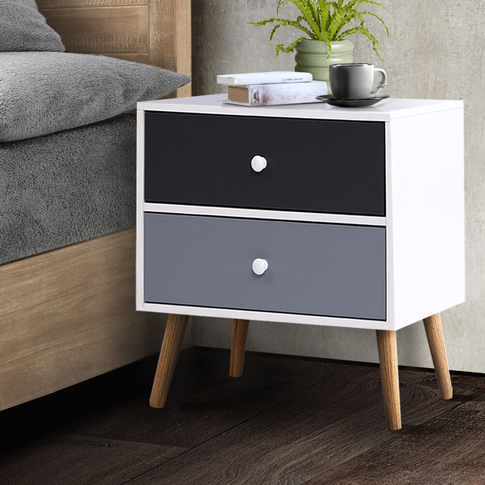 Bedside Table 2 Drawers - BONDS White Price