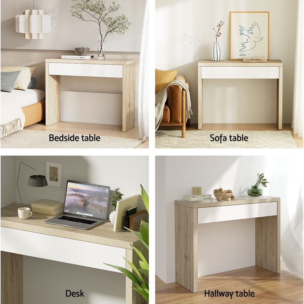 Artiss Console Table Storage Drawer Jory White Pine Price