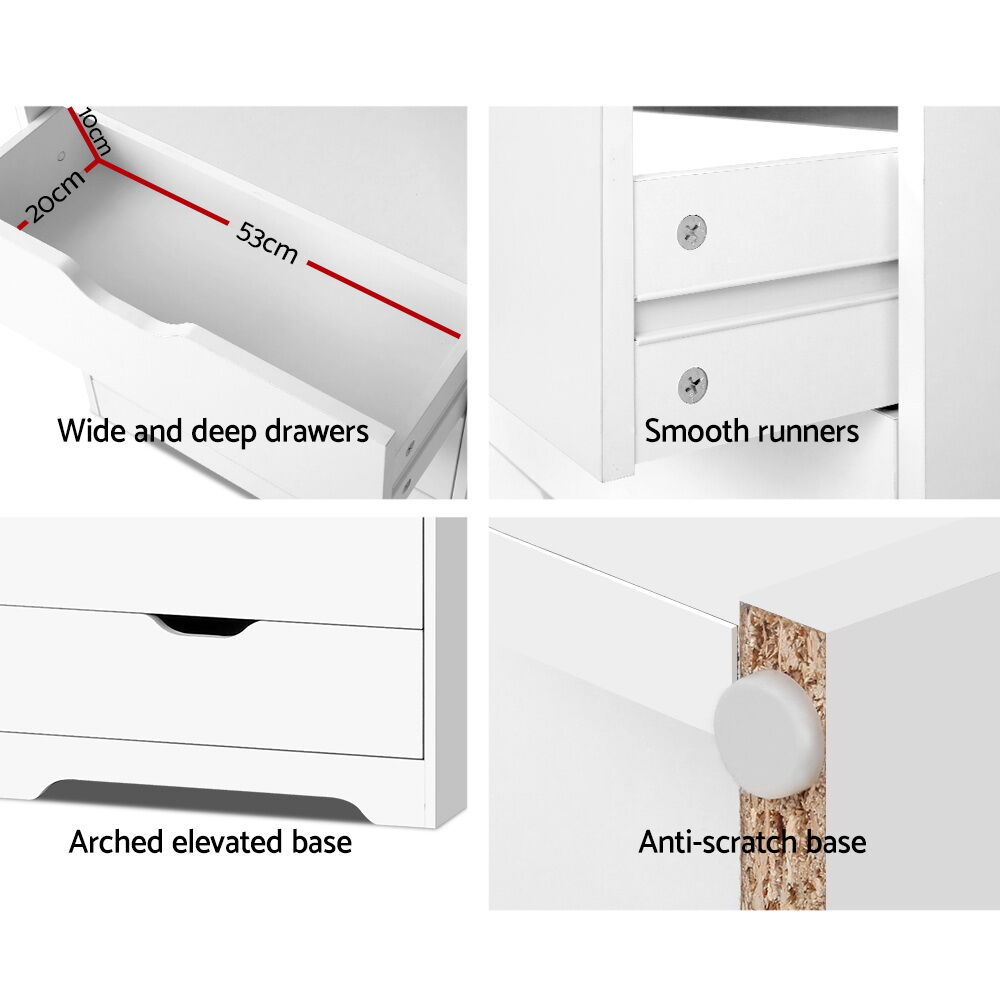 Artiss Bookshelf with Drawers - NANA White Price