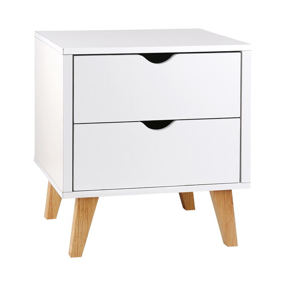 Artiss Bedside Table 2 Drawers - ANDERS White Price