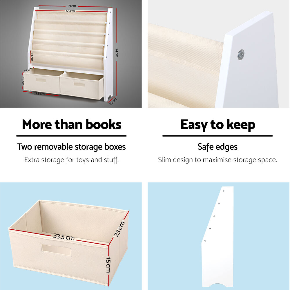 4 Tiers Kids Bookshelf Magazine Rack Children Bookcase Organiser Drawer Price