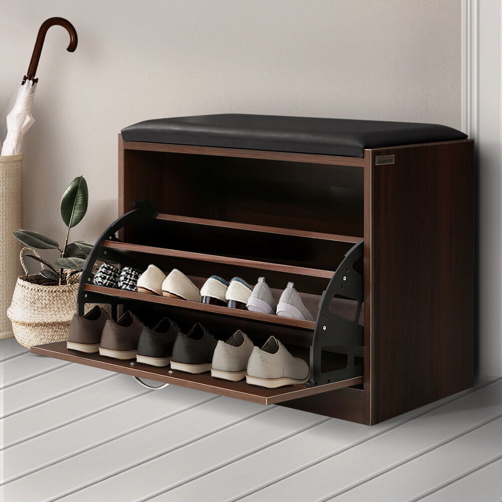 Shoe Bench Shoe Cabinet 15 Pairs Walnut Kyla Price