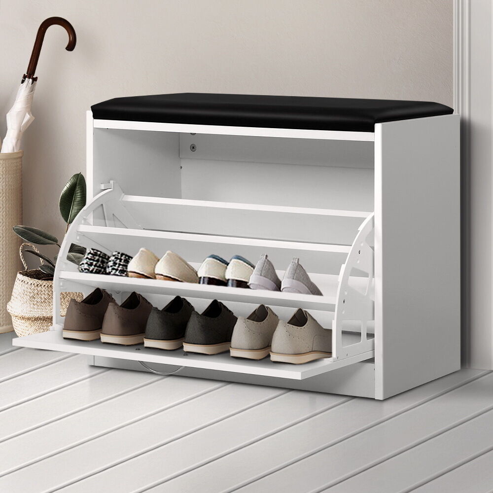 Shoe Rack Bench Shoe Cabinet 15 Pairs White Kyla Price