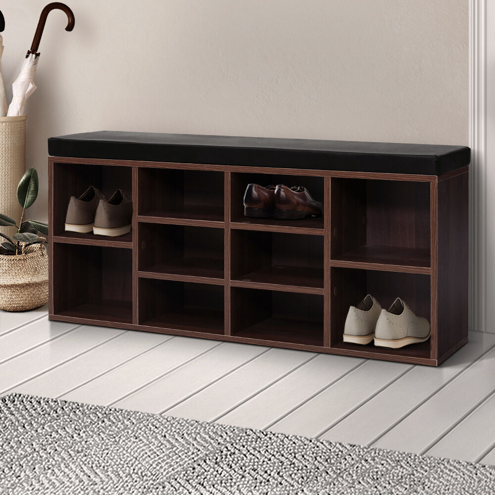 Shoe Cabinet Bench Shoes Storage Rack Organiser Shelf Cupboard Box Walnut Price
