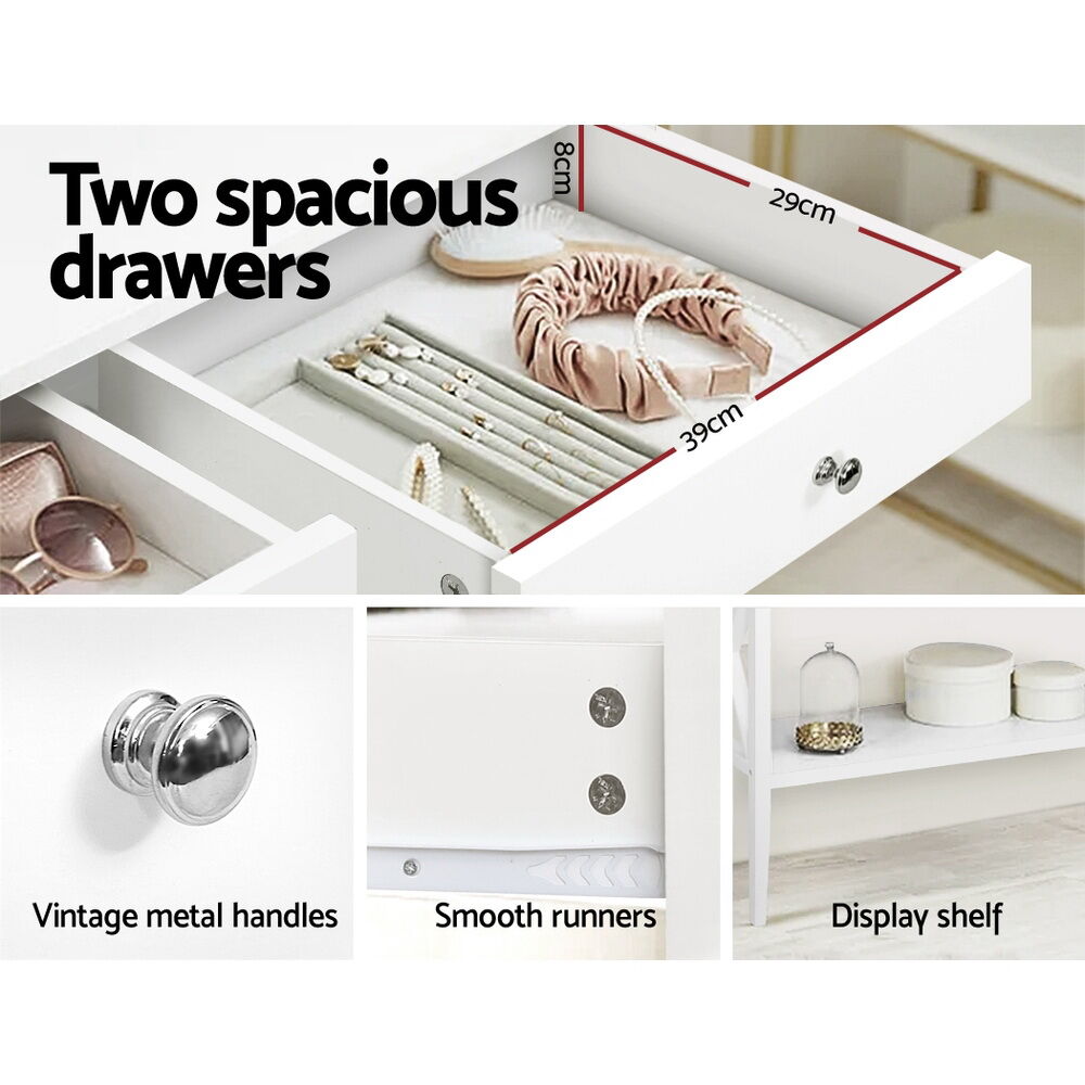 Artiss Console Table 2 Drawers 100CM White Chole Price