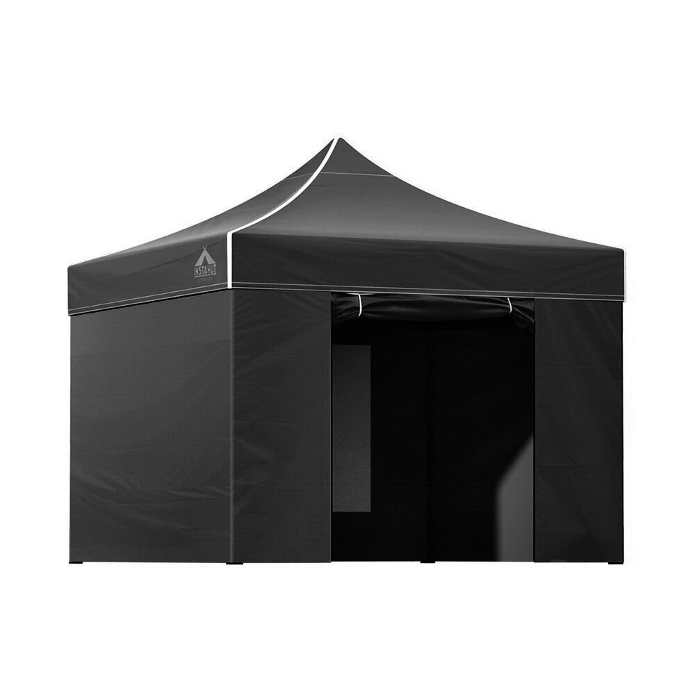 Instahut Gazebo Pop Up Marquee 3x3m Folding Tent Wedding Gazebos 500D Black Price