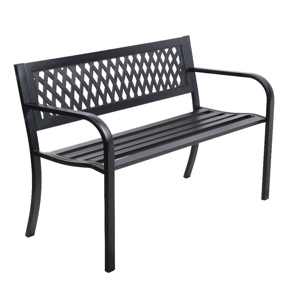 Outdoor Garden Bench Seat Steel Outdoor Furniture 2 Seater Park Black Price