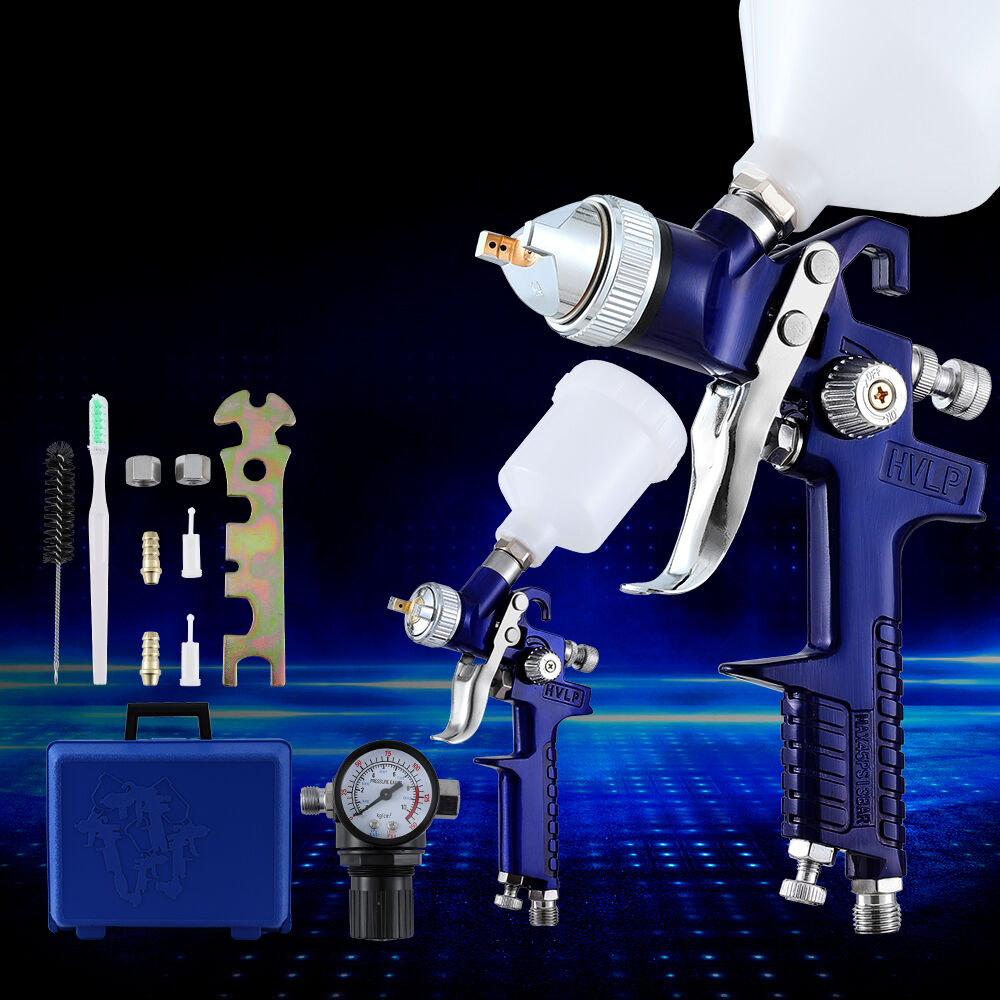 2PC HVLP Air Spray Gun Gravity Feed Cup Nozzles Included Price