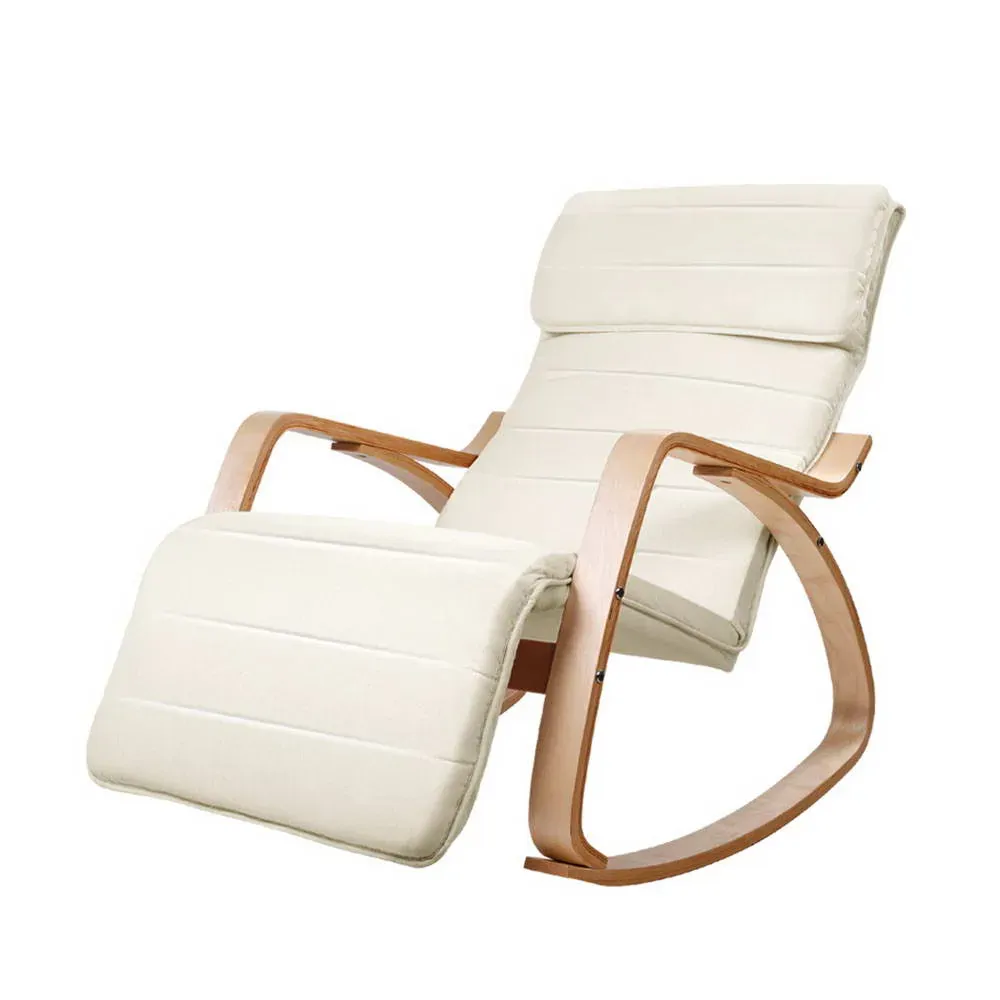 Fabric Rocking Armchair with Adjustable Footrest Price