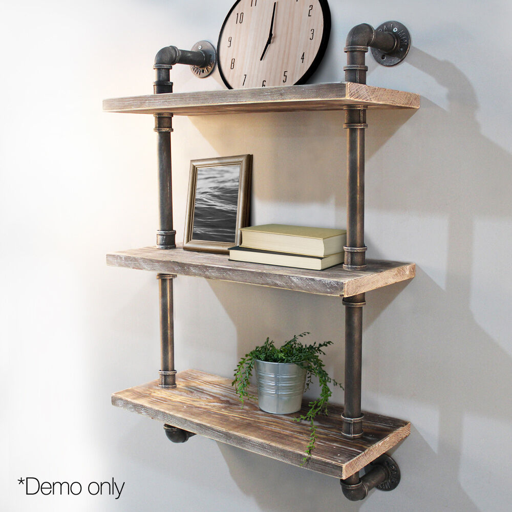 Display Shelves Wall Brackets Bookshelf Industrial DIY Pipe Shelf Rustic Price